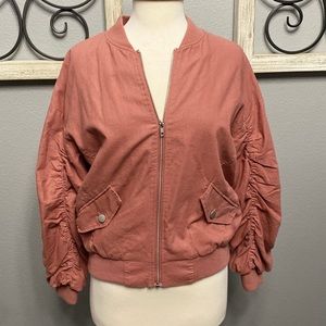 Ruched Bomber Jacket